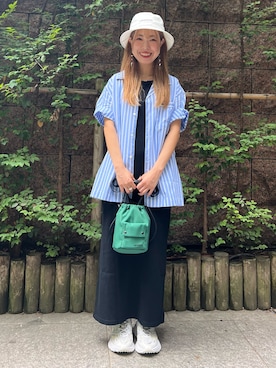 「150cm台コーデ」｜「アイテム（帽子）」を使った、oyamadaさん（レディース・155cm）の夏コーディネート
