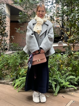 「アイテム（ピーコート）」を使った、oyamadaさん（レディース・155cm）の冬コーディネート