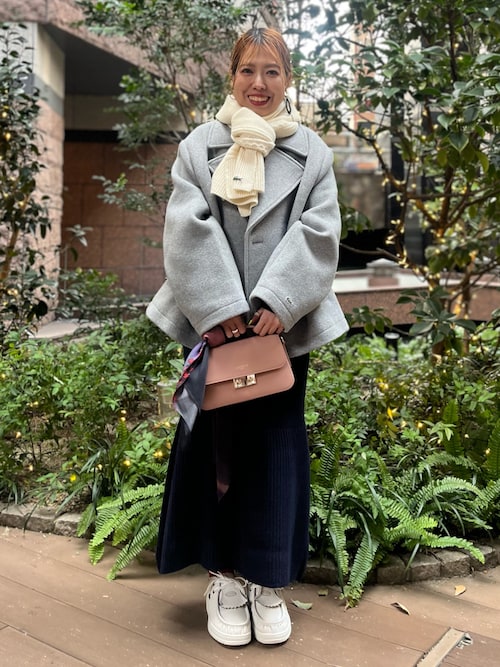 セール】ショート丈 オーバーサイズウールブレンドPコート（ピーコート