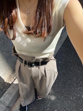 「MOUSSY（マウジー）のアイテム（その他パンツ）」を使った、hironasogaさん（レディース・158cm）の夏コーディネート