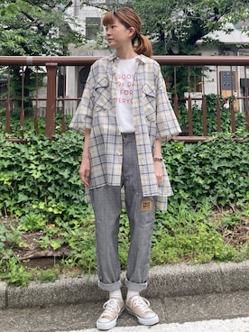 「FRAPBOIS PARK（フラボアパーク）のアイテム」を使った、hirotaさん（レディース・162cm）の夏コーディネート