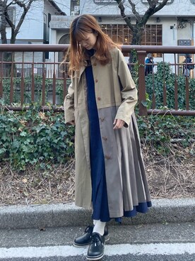 「FRAPBOIS」｜「アイテム（ステンカラーコート）」を使った、hirotaさん（レディース・162cm）の春コーディネート