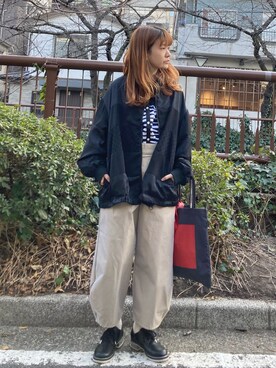 「FRAPBOIS」｜「アイテム（ブルゾン）」を使った、hirotaさん（レディース・162cm）の春コーディネート