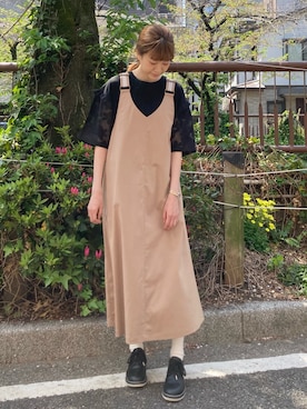 「FRAPBOIS」｜「アイテム（ジャンパースカート）」を使った、hirotaさん（レディース・162cm）の春コーディネート