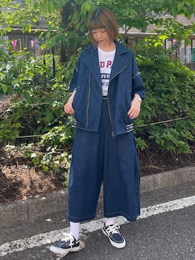 「FRAPBOIS」｜「アイテム（デニムジャケット）」を使った、hirotaさん（レディース・162cm）の春コーディネート