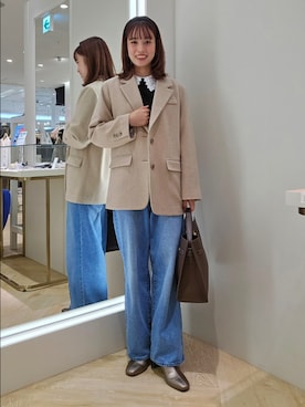 「アイテム（カチューシャ）」を使った、もーりーさん（レディース・164cm）の秋コーディネート