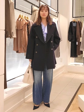 「NOLLEY’S Sophi（ノーリーズソフィ）のアイテム（ピーコート）」を使った、もーりーさん（レディース・164cm）の秋コーディネート