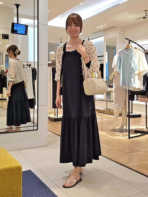 ノーリーズ　NOLLEY'S ワンピース　パール　ブラウン　※再お値下げしました セール】《手洗い可能》パール付きフレアニットワンピース