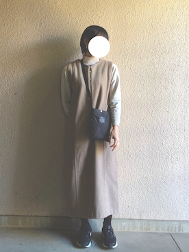 「アイテム（ジャンパースカート）」を使った、Kamさん（レディース・160cm）の秋コーディネート