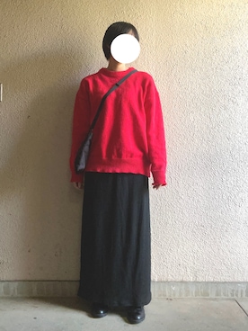 「La-gemme（ラジェム）のリラックスリブスカート（スカート）」を使った、Kamさん（レディース・160cm）の秋コーディネート