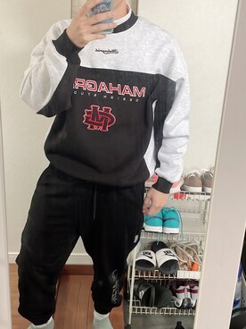 「HOOK（フック）のアイテム（スウェットパンツ）」を使った、パンナコッタさん（メンズ・165cm）の冬コーディネート