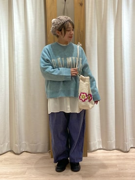 「アイテム（ハンチング/ベレー帽）」を使った、minponさん（レディース・150cm）の秋コーディネート