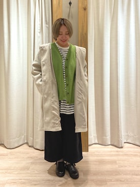 「ゆるニット」｜「アイテム（その他アウター）」を使った、minponさん（レディース・150cm）の冬コーディネート