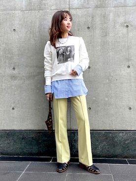 「スウェット×シャツ」｜sakiさん（レディース・160cm）の秋コーディネート