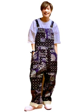 「GU（ジーユー）のアイテム（Tシャツ/カットソー、ホワイト系）」を使った、Jun'ichiさん（メンズ・165cm）の夏コーディネート
