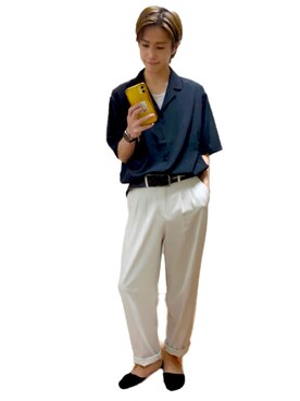 「WEGO（ウィゴー）のアイテム（シャツ/ブラウス、ブラック系）」を使った、Jun'ichiさん（メンズ・165cm）の夏コーディネート