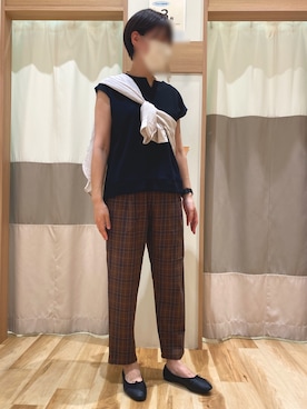 「Samansa Mos2 blue」｜「アイテム（バレエシューズ）」を使った、y.kさん（レディース・170cm）の夏コーディネート
