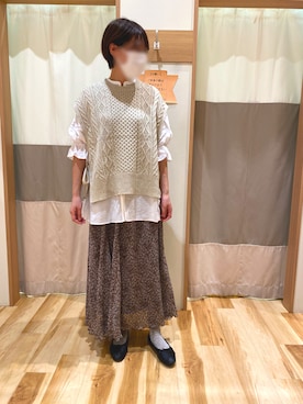 「Samansa Mos2 blue」｜「アイテム（バレエシューズ）」を使った、y.kさん（レディース・170cm）の秋コーディネート