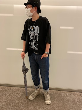 「Undercoverism（アンダーカバイズム）のアイテム（帽子）」を使った、little.kMさん（メンズ・169cm）の夏コーディネート
