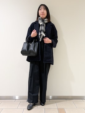 「アイテム（ノーカラーコート）」を使った、くろみーさん（レディース・168cm）の冬コーディネート
