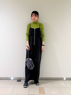 「骨格ウェーブ」｜「アイテム（オールインワン・サロペット）」を使った、くろみーさん（レディース・168cm）の秋コーディネート