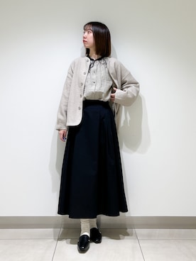 「春服デビュー宣言」｜「アイテム（ノーカラージャケット）」を使った、くろみーさん（レディース・168cm）の春コーディネート