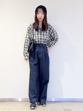 「アイテム（ニットキャップ/ビーニー）」を使った、くろみーさん（レディース・168cm）の秋コーディネート