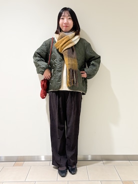 「アイテム（ダウンジャケット/コート）」を使った、くろみーさん（レディース・168cm）の秋コーディネート