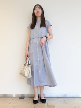 「オンオフ兼用」｜「アイテム（ワンピース）」を使った、くろみーさん（レディース・168cm）の夏コーディネート