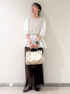 「アイテム（チュニック）」を使った、くろみーさん（レディース・168cm）の秋コーディネート