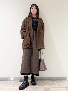 「寒い」｜「アイテム（ジャケット/アウター）」を使った、くろみーさん（レディース・168cm）の冬コーディネート