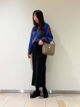 「冬の差し色コーデ」｜くろみーさん（レディース・168cm）の冬コーディネート