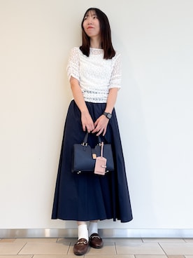 「アイテム（ローファー）」を使った、くろみーさん（レディース・168cm）の夏コーディネート