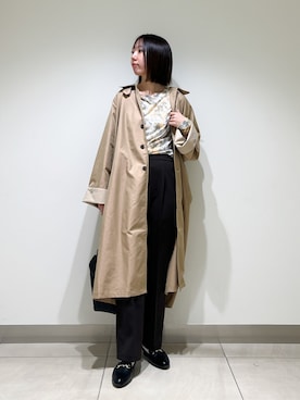 「ラフコーデ」｜「アイテム（ステンカラーコート）」を使った、くろみーさん（レディース・168cm）の春コーディネート