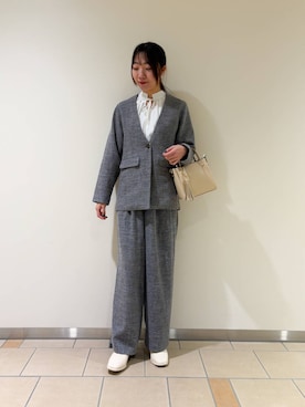 「大人可愛い、シンプル」｜「アイテム（ジャケット/アウター）」を使った、くろみーさん（レディース・168cm）の冬コーディネート