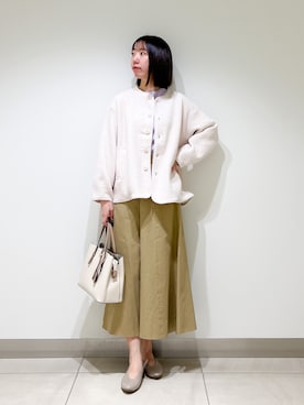 「RODE SKO」｜「アイテム（ノーカラージャケット）」を使った、くろみーさん（レディース・168cm）の春コーディネート