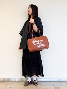 「アイテム（ボストンバッグ）」を使った、くろみーさん（レディース・168cm）の夏コーディネート