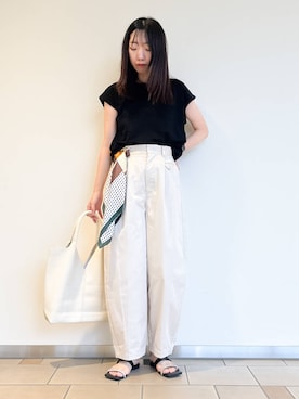 「アイテム（バンダナ/スカーフ）」を使った、くろみーさん（レディース・168cm）の夏コーディネート