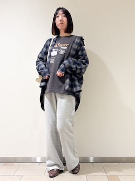 「ITEMS URBANRESEARCH（アイテムズ アーバンリサーチ）の起毛チェックルーズシャツ（シャツ/ブラウス）」を使った、くろみーさん（レディース・168cm）の秋コーディネート