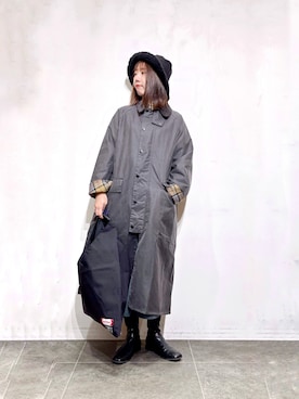 「ロングジャケット」｜「アイテム（帽子）」を使った、くろみーさん（レディース・168cm）の秋コーディネート