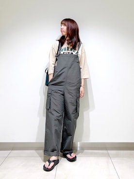 「EKAL（エカル）のアイテム（オールインワン・サロペット）」を使った、くろみーさん（レディース・168cm）の夏コーディネート