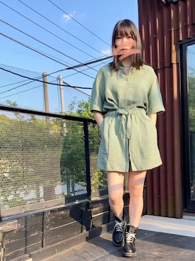 「Dr. Martens（ドクターマーチン）のDr.ﾏｰﾁﾝ　1460　8ホール（ブーツ）」を使った、なみさん（レディース・165cm）の夏コーディネート