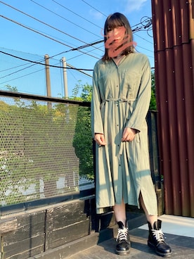 「STUDIOUS（ステュディオス）のアイテム（シャツワンピース）」を使った、なみさん（レディース・165cm）の夏コーディネート