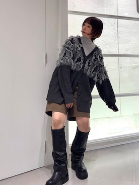 「KBF（ケイビーエフ）のカバーデザインロングブーツ（ブーツ）」を使った、kanocoさん（レディース・160cm）の秋コーディネート