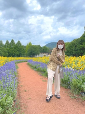 「ひまわり畑」｜「アイテム（パンツ）」を使った、なぁーさん（レディース・158cm）の夏コーディネート