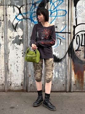 「Harley-Davidson（ハーレーダビッドソン）のアイテム」を使った、manaさん（レディース・166cm）の春コーディネート