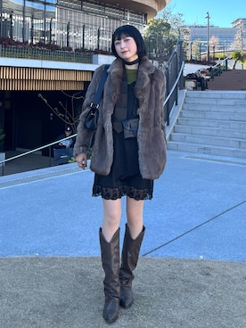 「アイテム（バッグ）」を使った、manaさん（レディース・166cm）の冬コーディネート