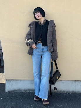 「H&M（エイチ・アンド・エム）のアイテム（トップス）」を使った、manaさん（レディース・166cm）の冬コーディネート