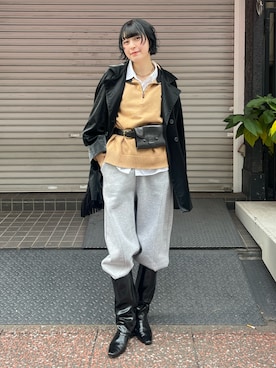 「アイテム（スウェットパンツ）」を使った、manaさん（レディース・166cm・20代）の冬コーディネート