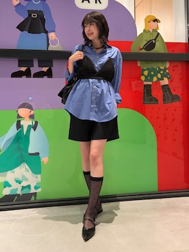 「SY UNITED ARROWS（シーユナイテッドアローズ）の＜SY＞ ポインテッドベルト フラット20↑（パンプス、ブラック系）」を使った、manaさん（レディース・166cm）の秋コーディネート